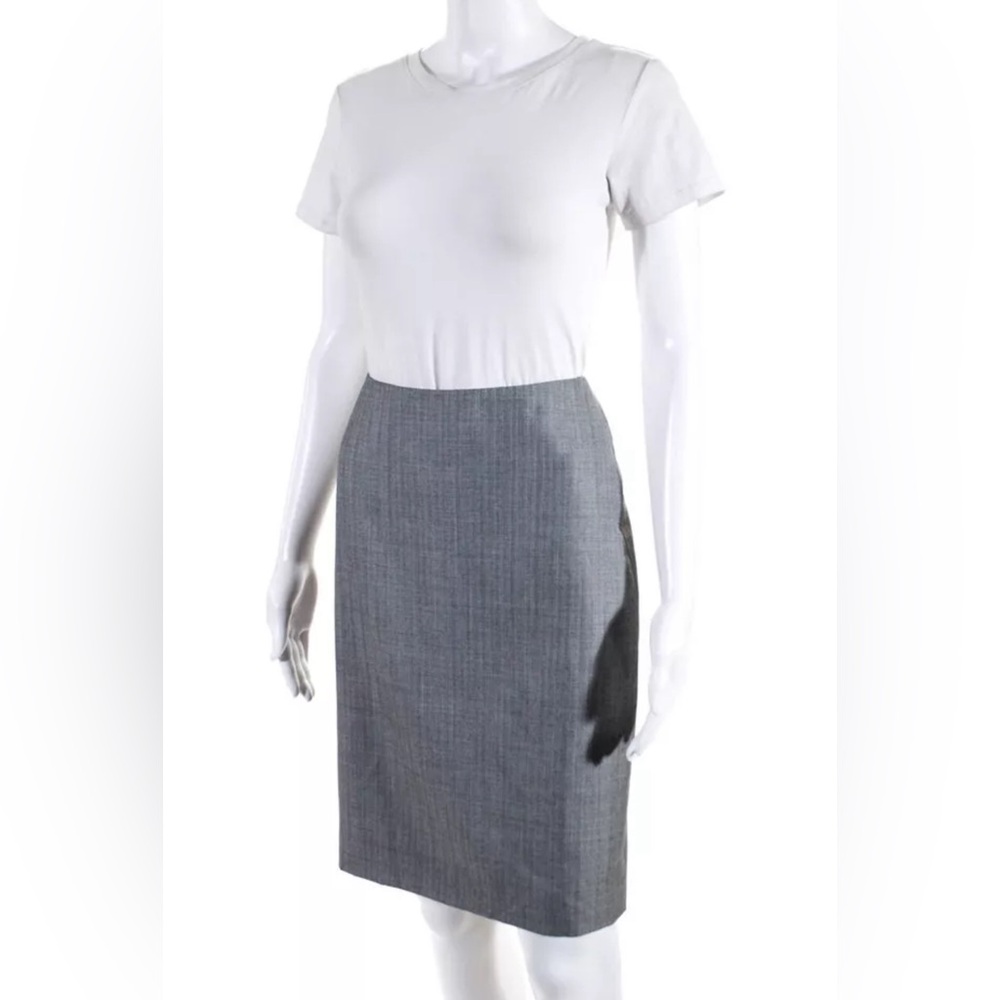 $700 GIORGIO ARMANI WOOL XS/38 PENCIL SKIRT GRAY STRIPE KNEE LENGTH WOMENS